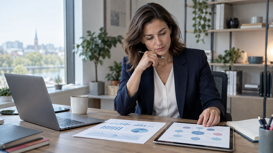 Fachwirtin für Finanzberatung vergleicht Finanzanalyse und strategische Managementplanung für einen möglichen MBA