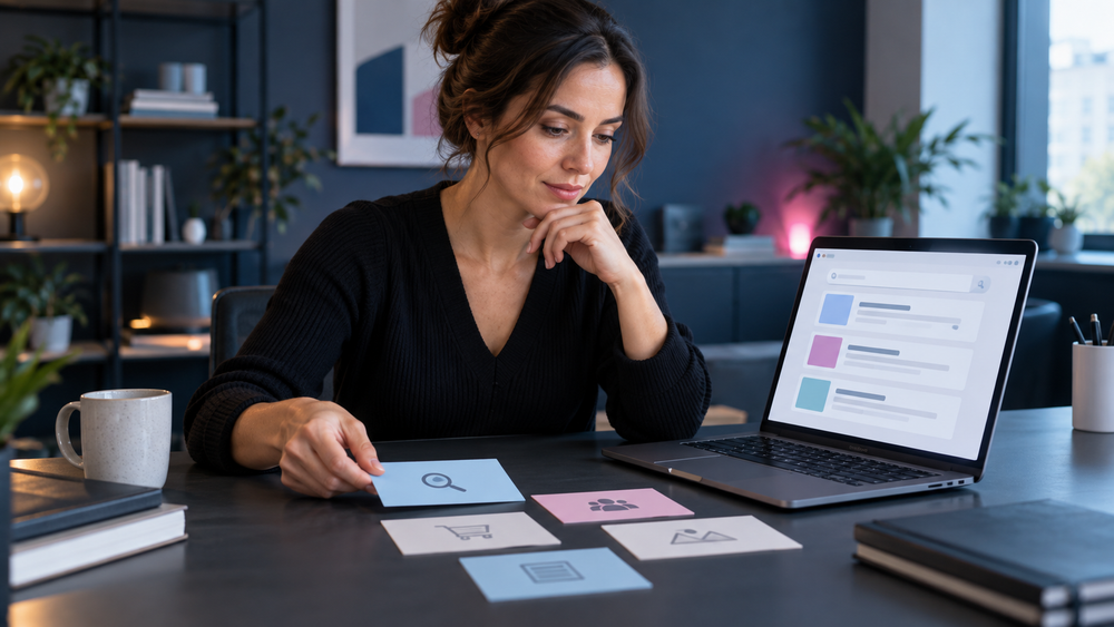 Teilnehmerin analysiert Suchintentionen für die Planung von SEO-Inhalten