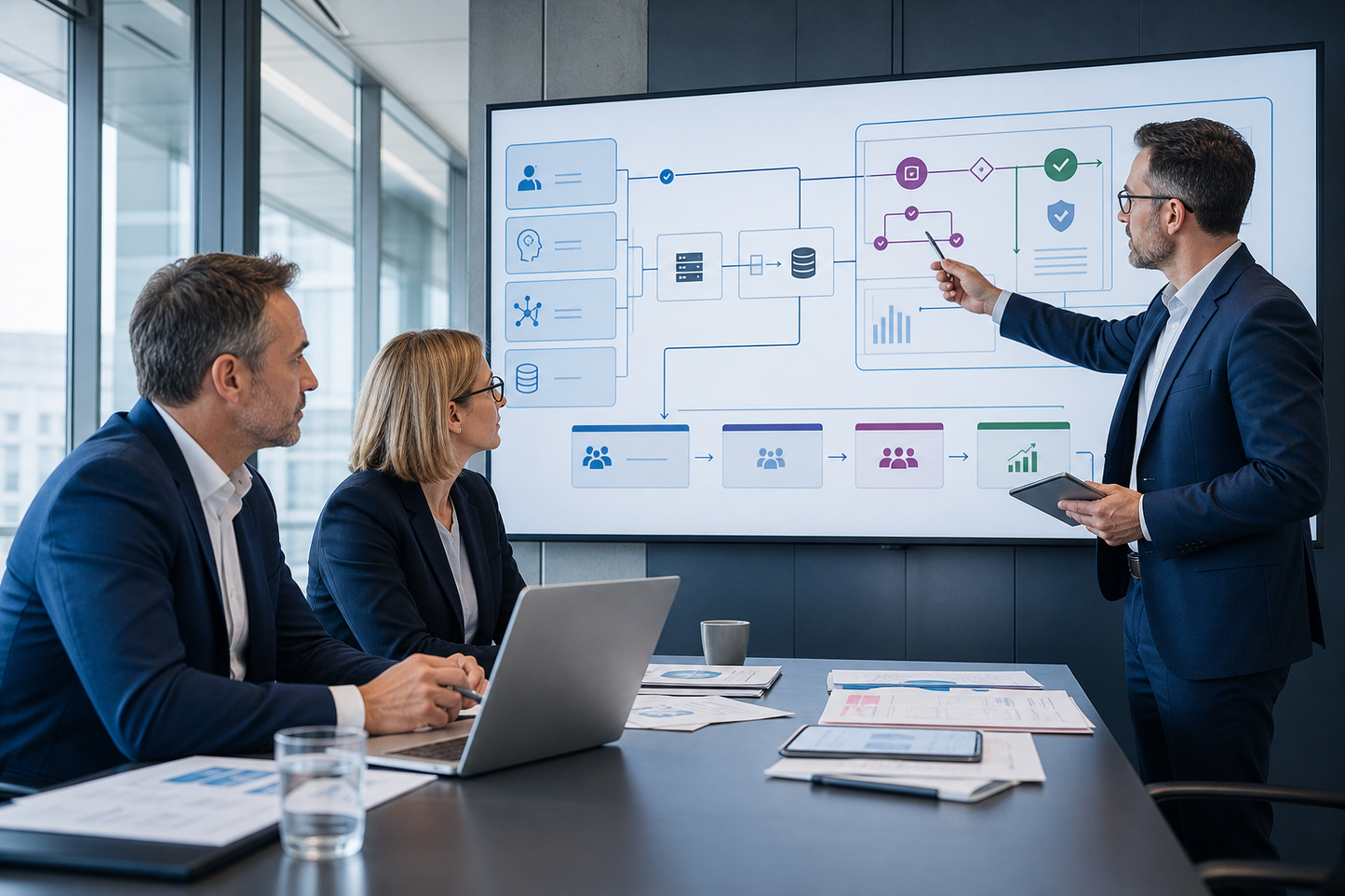B2B-Team bewertet KI-Technologien, Systemintegration und Governance